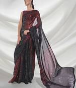 Varni fabrics women black  georgette  saree comes with matching blouse