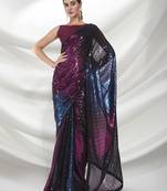 Varni fabrics women black  georgette  saree comes with matching blouse