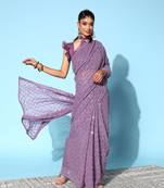 onion  georgette  saree comes with matching blouse