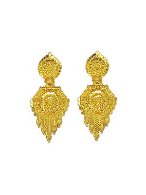 Gold plated round shape long haaram necklace set 4