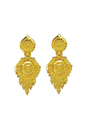 Gold plated round shape long haaram necklace set