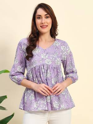 Women Floral Printed Short Kurta 1