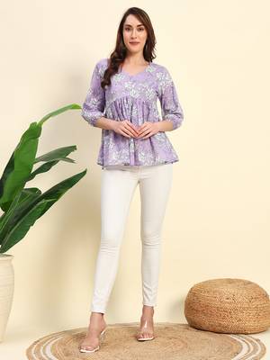 Women Floral Printed Short Kurta 4
