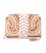 Ivory raw silk hand embroidered clutch bag