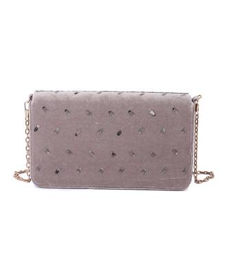 White velvet hand embroidered clutch bag 2