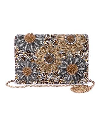 Black velvet hand embroidered clutch bag 1
