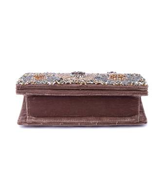 Black velvet hand embroidered clutch bag 4