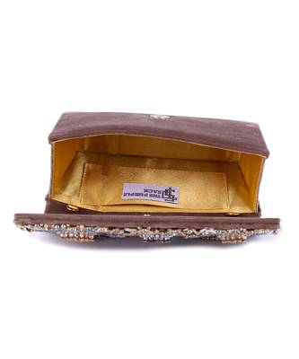 Black velvet hand embroidered clutch bag 5