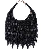 Black velvet hand embroidered clutch bag