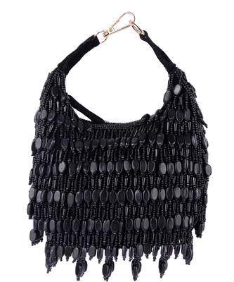 Black velvet hand embroidered clutch bag 3