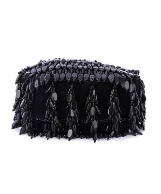 Black velvet hand embroidered clutch bag 4