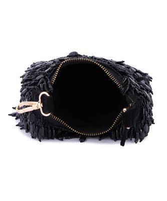 Black velvet hand embroidered clutch bag 5