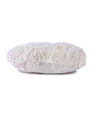White velvet hand embroidered clutch bag 4