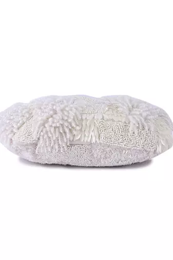 White velvet hand embroidered clutch bag