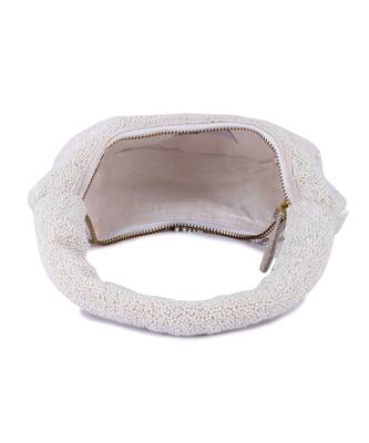 White velvet hand embroidered clutch bag 5