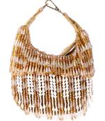 Gold velvet hand embroidered clutch bag