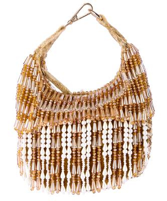 Gold velvet hand embroidered clutch bag 3