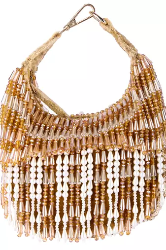 Gold velvet hand embroidered clutch bag