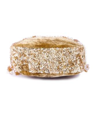 Gold velvet hand embroidered clutch bag 4
