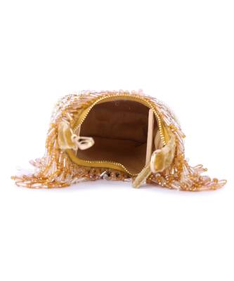 Gold velvet hand embroidered clutch bag 5
