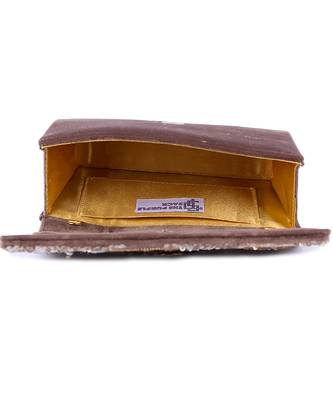 Brown velvet hand embroidered clutch bag 2