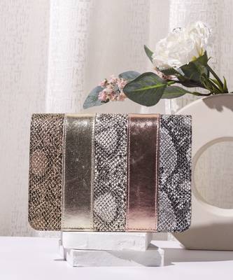 Gold leatherite patchwork  clutch bag 1