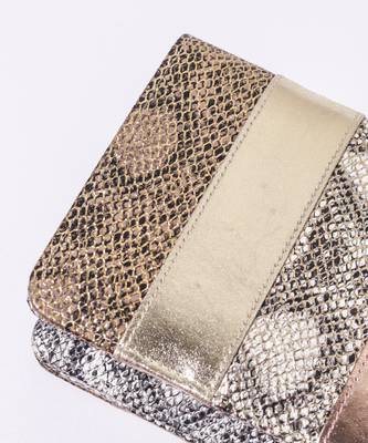 Gold leatherite patchwork  clutch bag 2