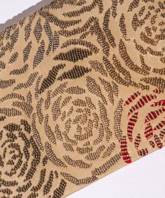 Beige raw silk hand embroidered clutch bag 2