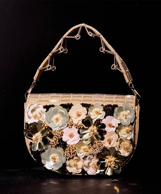 Ivory raw silk hand embroidered clutch bag 1