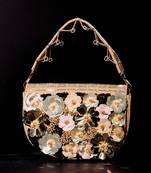 Ivory raw silk hand embroidered clutch bag