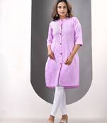 Lavender solid cotton straight kurta
