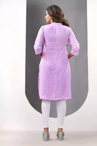 Lavender solid cotton straight kurta
