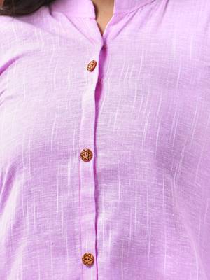 Lavender solid cotton straight kurta 4