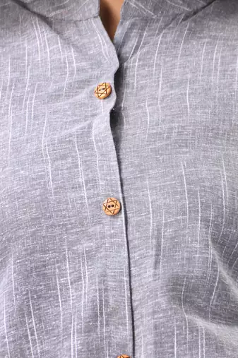 Grey solid cotton straight kurta