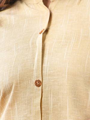 Beige solid cotton straight kurta 4