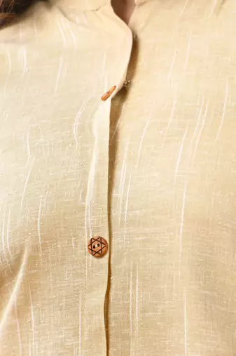 Beige solid cotton straight kurta