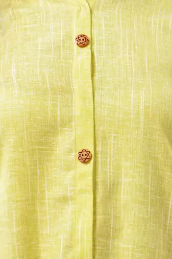 Lemon yellow solid cotton straight kurta