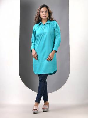 Sky blue solid rayon pathani kurta 1