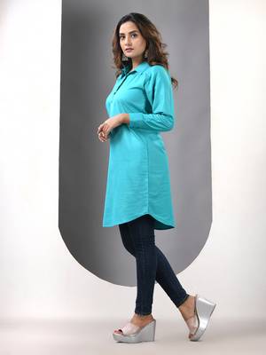 Sky blue solid rayon pathani kurta 2