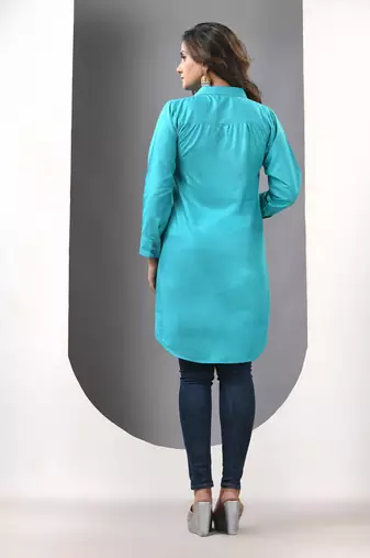 Sky blue solid rayon pathani kurta
