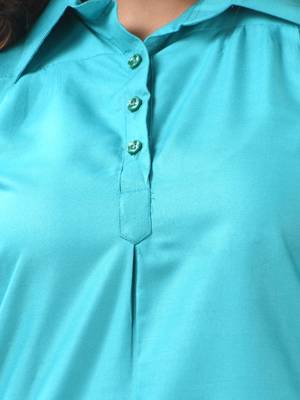 Sky blue solid rayon pathani kurta 4