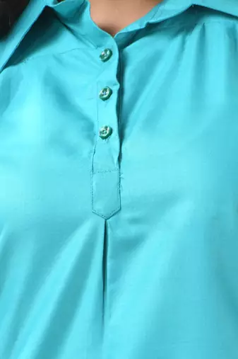 Sky blue solid rayon pathani kurta