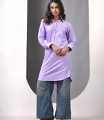 Lavender solid rayon pathani kurta