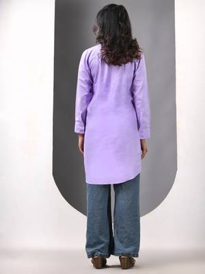 Lavender solid rayon pathani kurta 3