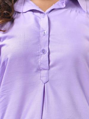 Lavender solid rayon pathani kurta 4