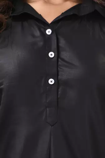 Black solid rayon pathani kurta