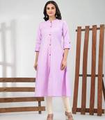 Lavender solid cotton a-line kurta