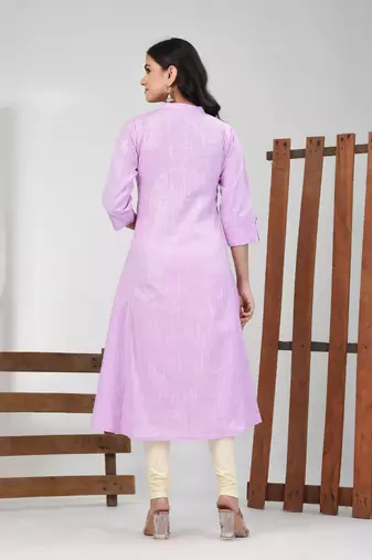 Lavender solid cotton a-line kurta
