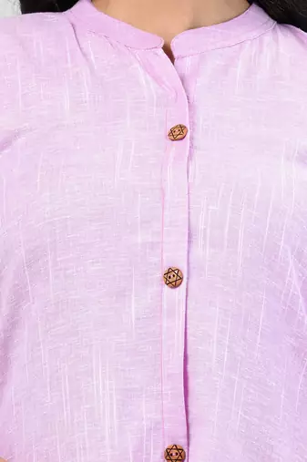 Lavender solid cotton a-line kurta