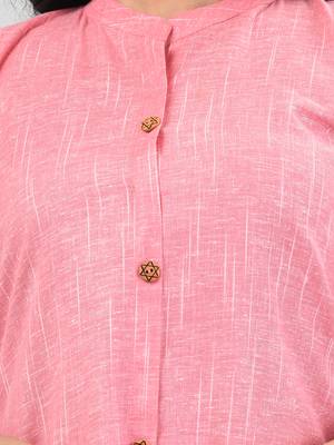 Rose pink solid cotton a-line kurta 4